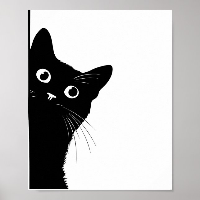 Svart katt sidovy affisch för kattälskare (Framsidan)