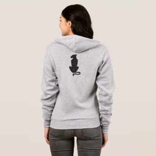 Svart katt Siluett kvinnor grå Bella dragkedja hoo T Shirt