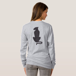 Svart katt Siluett kvinnor grå långärmad skjorta T Shirt