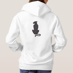 Svart katt Siluett kvinnor vit hoodie T Shirt
