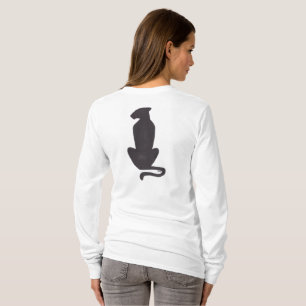 Svart katt Siluett kvinnor vit långärmad skjorta T Shirt