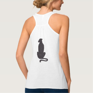 Svart katt Siluett kvinnor vit racer tank topp Linne Med Racerback