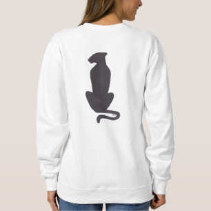 Svart katt Siluett kvinnor vit sweatshirt baksida T Shirt