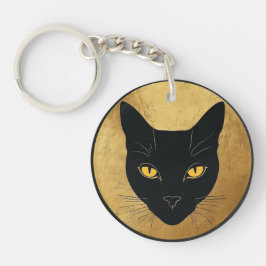 Svart katt siluett mot en guldkrets