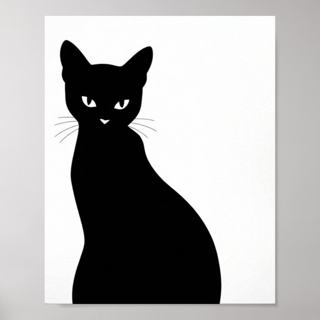 Svart Katt Siluett Väggkonst Affisch (Framsidan)