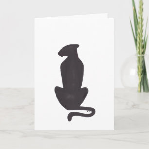 Svart katt Siluett vit cool katt gratulationskort Kort
