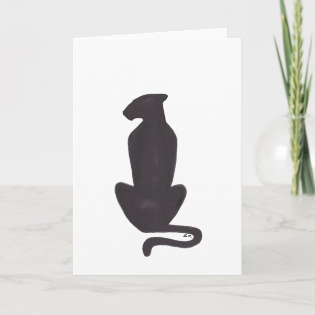 Svart katt Siluett vit gratulationskort Kort (Framsida)