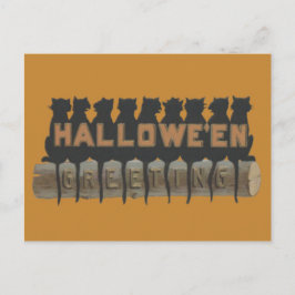 Svart katt Sitta på stockskugga Vykort