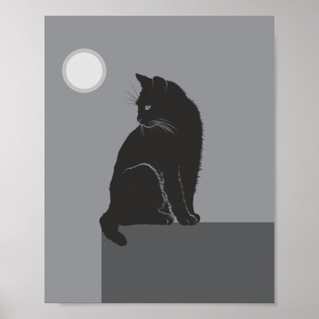 svart katt sitter på bordet poster (Framsidan)