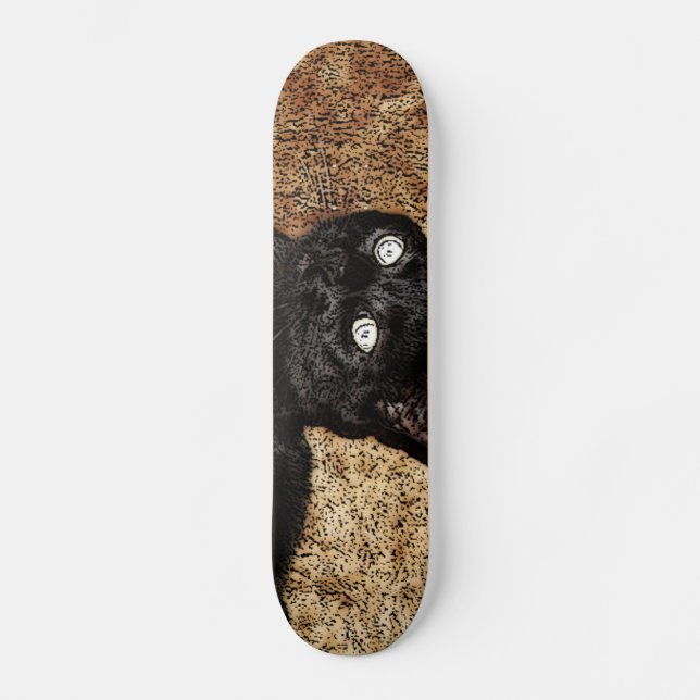 svart katt skateboard bräda 19,5 cm (Framsida)