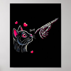 Svart Katt Skelett Hand Boop Alla Hjärtans Dag Hus Poster