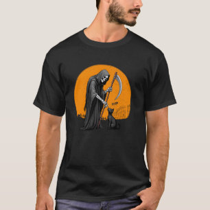 Svart Katt Skelett Hand Boop Halloween Husdjursäga T Shirt