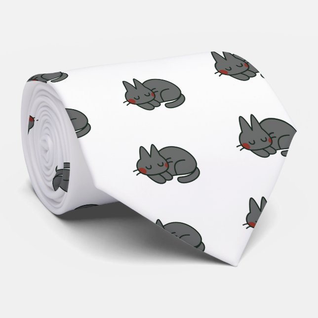 Svart katt slips (Rullad)
