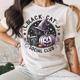 Svart Katt Social Klubb Halloween T Shirt