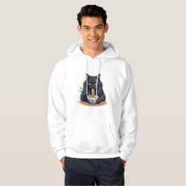 Svart katt som äter nudlar – Söt rolig ramen-katt Hoodie
