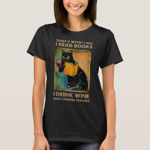 Svart katt som jag läser Bokar jag dricker W T Shirt