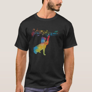 Svart katt som klättrar spelar notblad idé t shirt