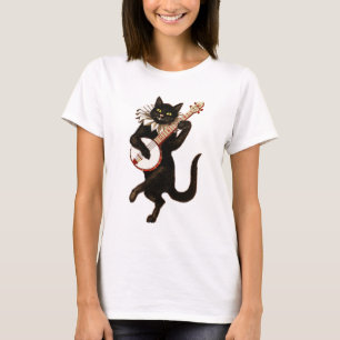 Svart katt som leker banjoen tee