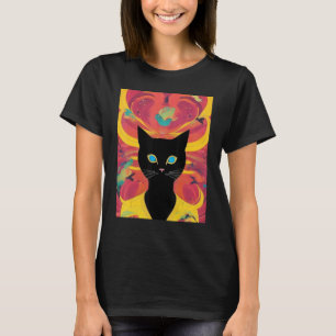 Svart katt som målar kattporträtt t shirt