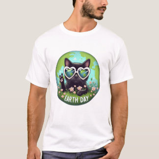 Svart katt som signalerar med handen t shirt