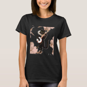 Svart katt som spelar banjo Dansande katt Djur T Shirt