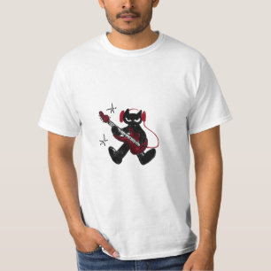 Svart katt som spelar elgitarr Rockstjärna Kitty  T Shirt