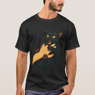 Svart katt som spelar söt kattälskare kattdjur hus t shirt