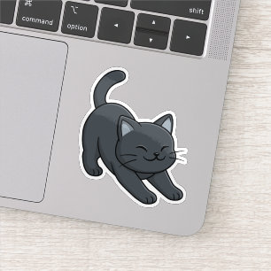 Svart katt som sträcker sig klistermärken