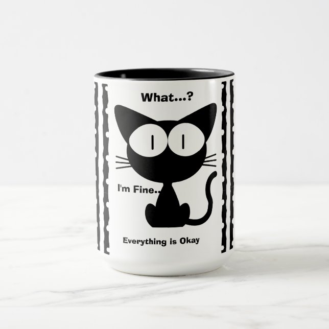 Svart katt, söt katt, modern  mugg (Center)