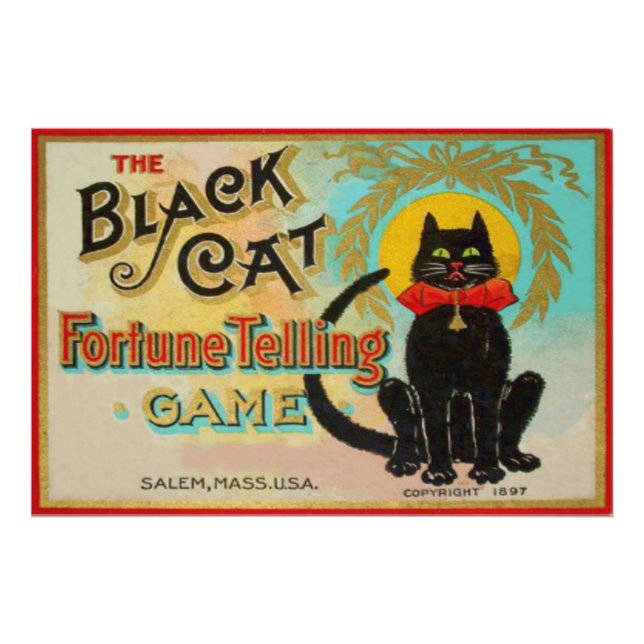 Svart Katt Spådomsspel Fototryck (Framsidan)