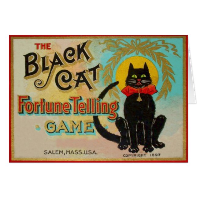Svart Katt Spådomsspel Hälsningskort (Framsidan Horizontal)