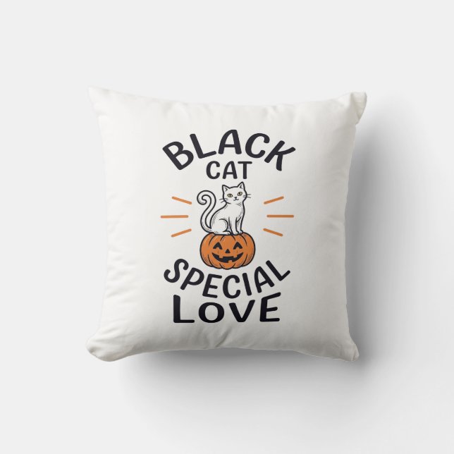 Svart katt speciell kärlek Halloween katt vektor d Kudde (Framsida)