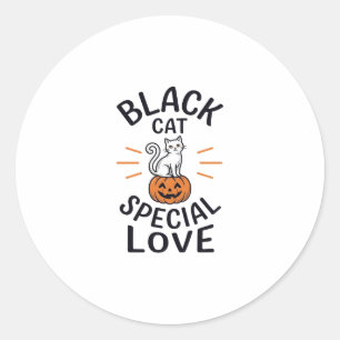 Svart Katt Speciell Kärlek Halloween Katt Vektor D Runt Klistermärke