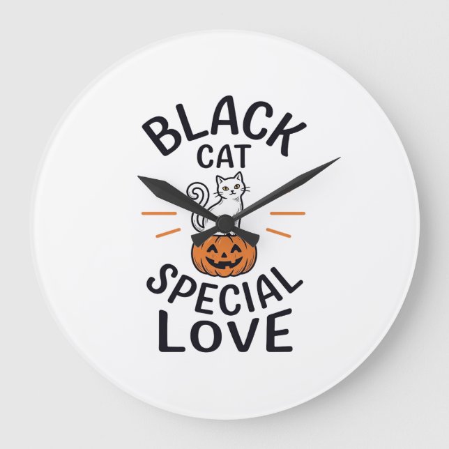 Svart katt speciell kärlek Halloween katt vektor d Stor Klocka (Framsida)