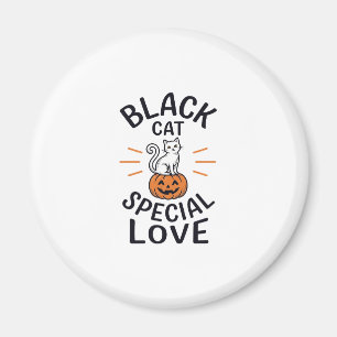 Svart katt speciell kärlek Halloween kattvektordes Magnet