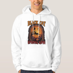 Svart Katt Speciell Kärlek Halloween Mån Häxa Pump Hoodie