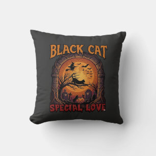 Svart Katt Speciell Kärlek Halloween Mån Häxa Pump Kudde