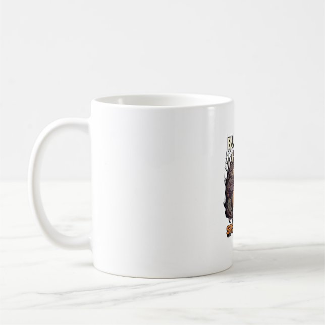 Svart Katt Speciell Kärlek Halloween Pumpa Fullmån Kaffemugg (Vänster)