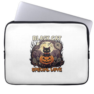 Svart Katt Speciell Kärlek Halloween Pumpa Fullmån Laptop Fodral