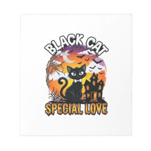 Svart Katt Speciell Kärlek Halloween Spökhus Fladd Anteckningsblock