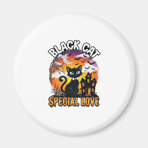 Svart Katt Speciell Kärlek Halloween Spökhus Fladd Magnet