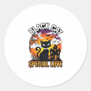 Svart Katt Speciell Kärlek Halloween Spökhus Fladd Runt Klistermärke
