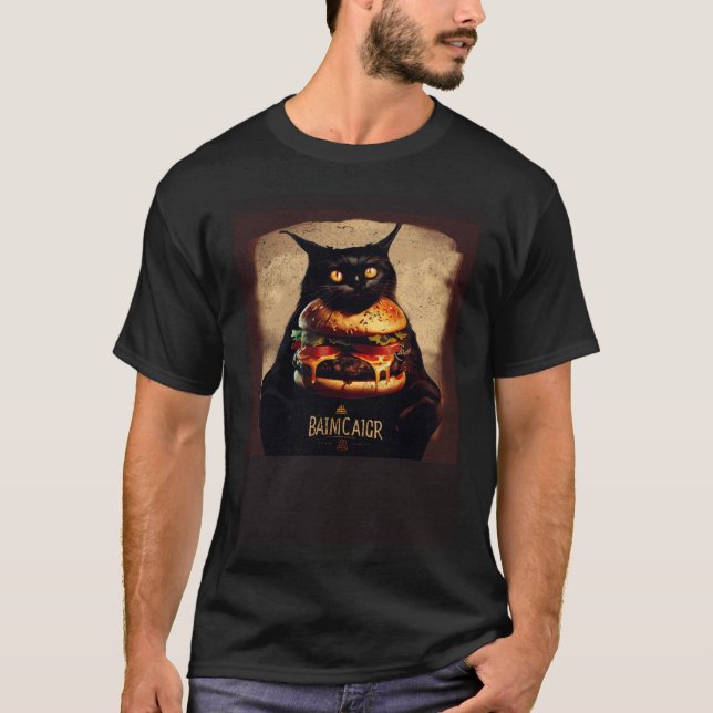 Svart Katt Spel Hamburger  1 T Shirt (Framsida)