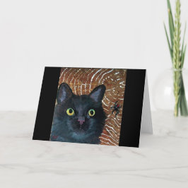 svart katt & spindel Vikbar Grattiskort Kort