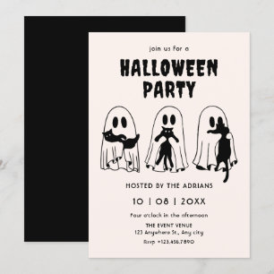 svart katt spök halloween  inbjudningar