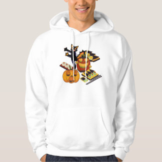 Svart katt & spöklik hjärta-öga pumpa sushi hoodie