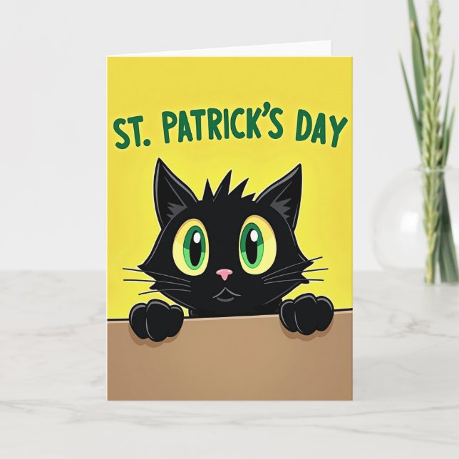 Svart katt St Patricks Day-kort Kort (Framsida)