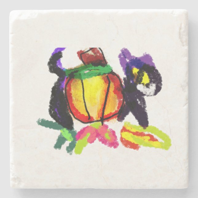 Svart katt stenunderlägg (Framsidan)