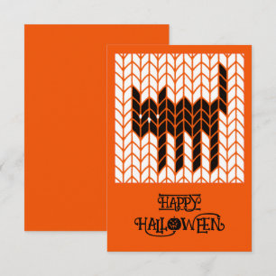 SVART KATT STICKAD 3x5 Platt Halloween-kort II Kort