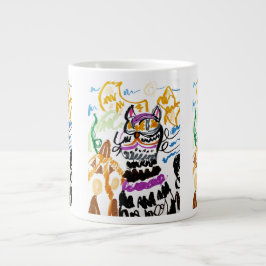 Svart katt stil höst  jumbo mugg